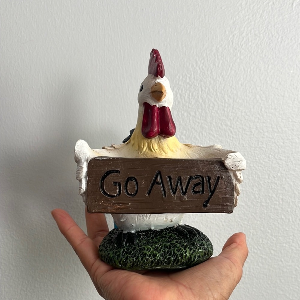 Charming Chicken Figurine with Sign